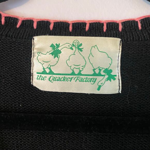 The Quacker Factory Black Knit Flamingo Sequin Tropical Cardigan Sweater 2XL - Picture 2 of 9